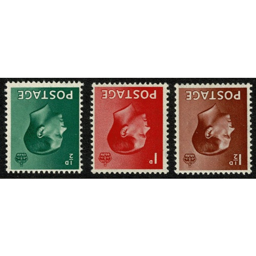 1936 ½d - 1½d set of 3 values. WATERMARK INVERTED. SG 457Wi-459Wi