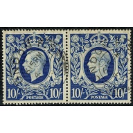 1939 10/- Ultramarine. Fine Used pair. SG 478b