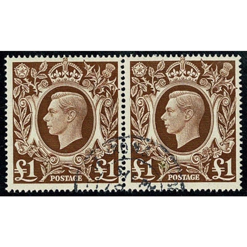 1948 £1 brown. Fine Used pair SG 478c