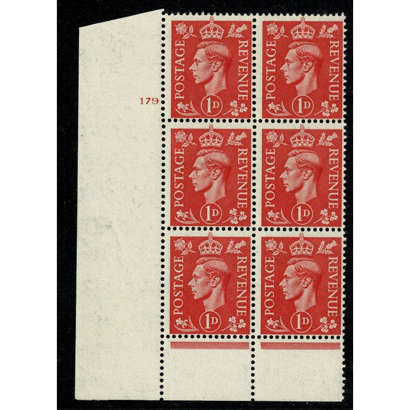 GVI 1d pale scarlet. Scarce Cylinder 179 no dot PERF TYPE 6 (I/P). SG 486