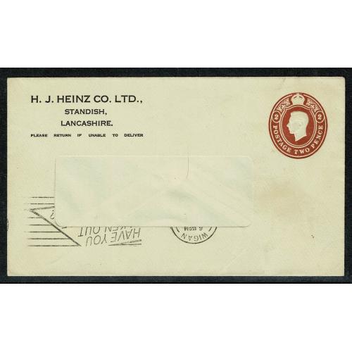 1950 2d brown STO envelope "H J Heinz Co. Ltd.".  H & B Type ES69.