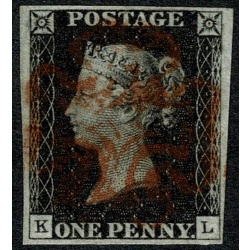 1d black "KL" Plate 1b. Cancelled by red Maltese cross. 4 good to large margins.