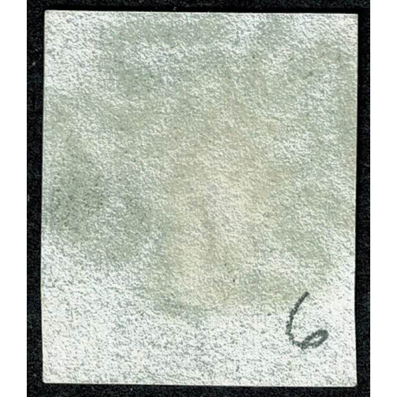 1d black "OJ" Plate 6. Cancelled by red Maltese cross. 4 large even margins.