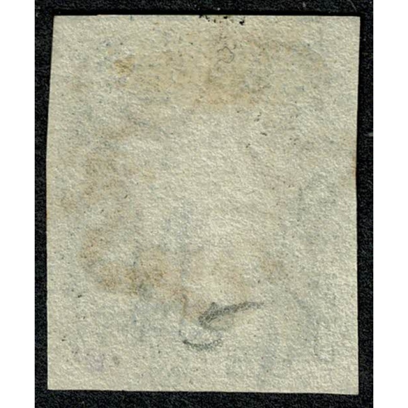 1d black "SE" Plate 5. Cancelled by red Maltese cross. 4 good to very large (top) margins.