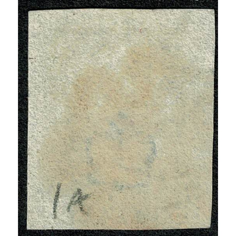 1d black "IA" Plate 2. Cancelled by neat virtually complete red Maltese cross. 4 good margins.