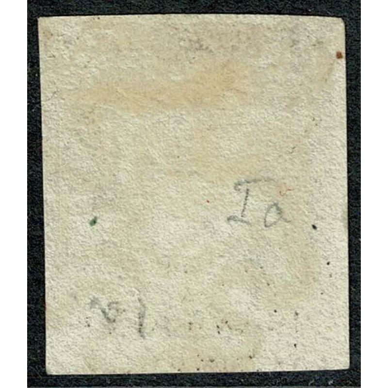 1d Black "OK" Plate 1a. Pinkish Maltese cross cancellation.