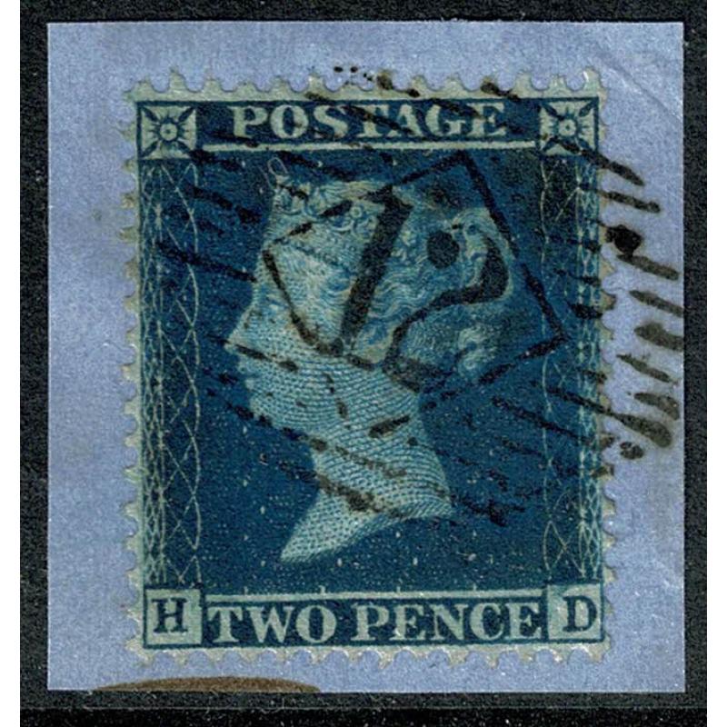 1855 2d blue. Superb used. "London 12" cancel. SG 35.