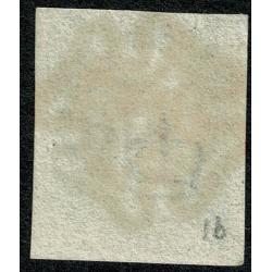 1d Black. Plate 1b "NC". Four margins cancelled by complete red Maltese Cross.