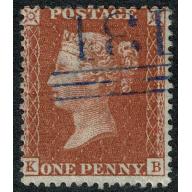 1d red brown. "KB". Cancelled by VIOLET Scottish 131 numeral cancel of Edinburgh. SG 29. Spec. C8uf.