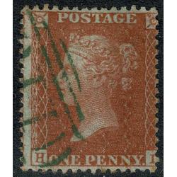 1d red brown "HI". Cancelled by light GREEN numeral cancel SG 29. Spec. C8ud.