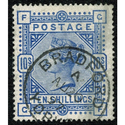 1883 10/- pale ultramarine "GF". Fine used SG 183a