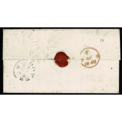 1d red "HB" on entire to Herefordshire. Light black Maltese Cross cancellation. SG 8-12