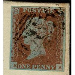 1d red "RB" with four good even margins on entire to Winchester. SG 8-12