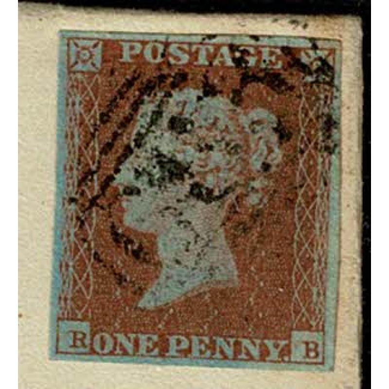 1d red "RB" with four good even margins on entire to Winchester. SG 8-12
