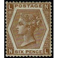 SG 122. 6d Deep chestnut "NL" Plate 11. Mounted mint