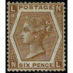 SG 122. 6d Deep chestnut "NL" Plate 11. Mounted mint