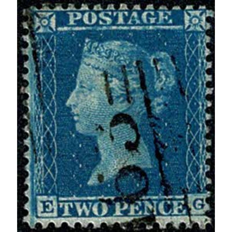 Perforated 2d "EG". Perf 14. Wmk Small Crown. Plate 5 (Alphabet II). SG 23a