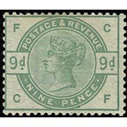 9d Green. WATERMARK SIDEWAYS INVERTED. Lightly mounted mint. SG 195Wi.