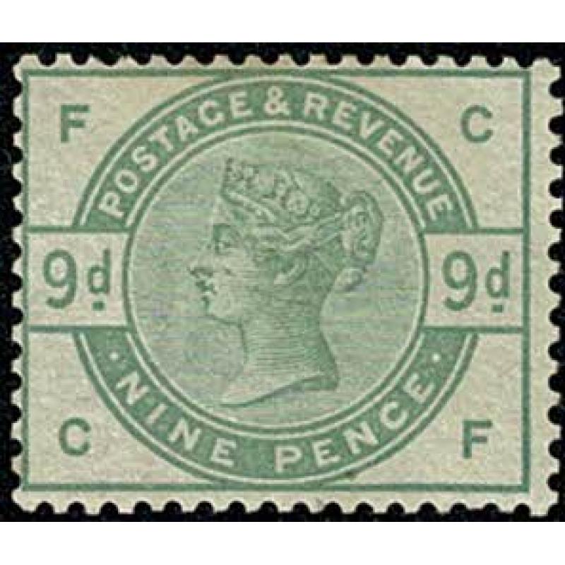 9d Green. WATERMARK SIDEWAYS INVERTED. Lightly mounted mint. SG 195Wi.