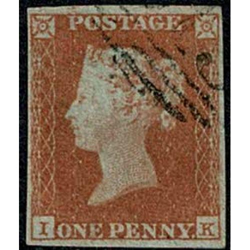 1d Orange red "IK" Plate 96. SG 8-12