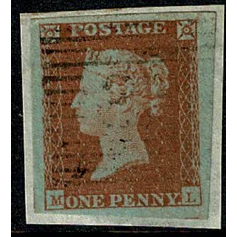 1d Red "ML" Scottish numeral cancellation. Plate 121. SG 8-12
