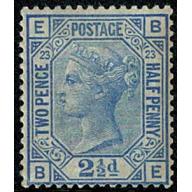 2½d Blue. Plate 23. Lightly mounted mint. SG 157