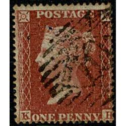 Perforated 1d Red. "KH" Stated to be Plate 37. Perf 16. Wmk Large Crown Die II. SG 36. Spec. C11