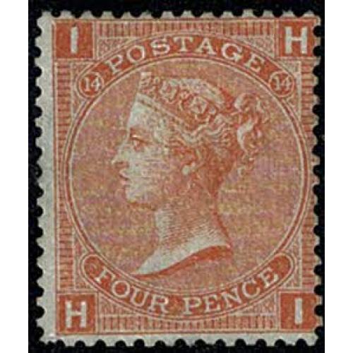 4d Vermilion "HI" Plate 14. Mounted mnt. SG 94