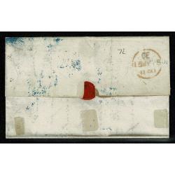 1d Red "NI " on entire with London "27" oval with diamond cancellation. SG 8-12