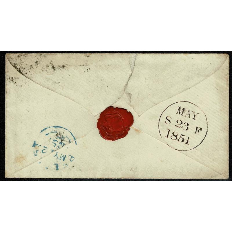 1d Red "EJ " on entire with BELFAST diamond cancellation. SG 8-12