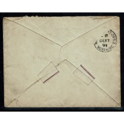 1891 Hand sketched envelope. 1d lilac Die II (SG 172) cancelled by London SW Squared Circle