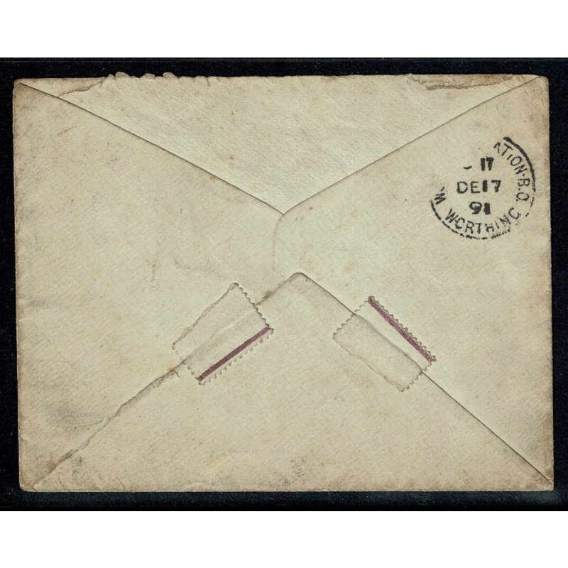 1891 Hand sketched envelope. 1d lilac Die II (SG 172) cancelled by London SW Squared Circle