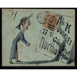 1880 Hand sketched envelope. 1d  venetian red "LH" (SG 166) cancelled by Penmaenmawr duplex.