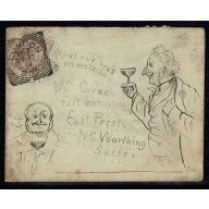 1891 Hand sketched envelope. 1d lilac Die II (SG 172) cancelled by London SW Squared Circle