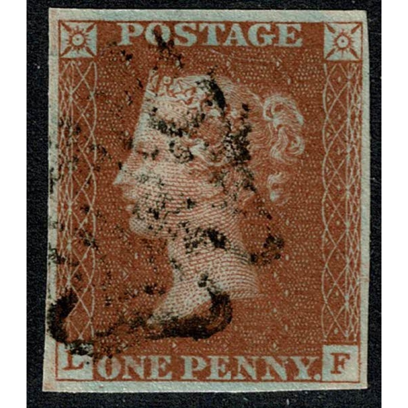 1841 1d Red "LF" Plate 31.  Black MC. 4 good margins.