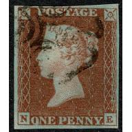 1d Red "NE" Plate 10. Fine used.