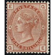 1880 1/- orange brown. Plate 14 QE. SG 163. Unmounted mint