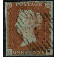 1841 1d Red "LH" Plate 74 Four margin. with re-entry.