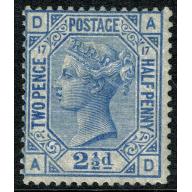 GB SG 142. 2½d blue "AD" Plate 17. Mounted mint.