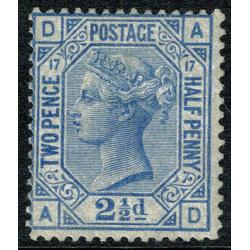 GB SG 142. 2½d blue "AD" Plate 17. Mounted mint.