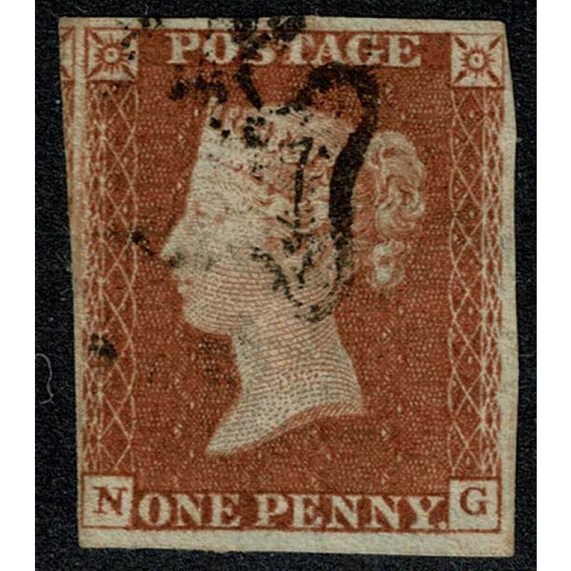 1841 1d Red "NG" Plate 17. Black MC cancel.