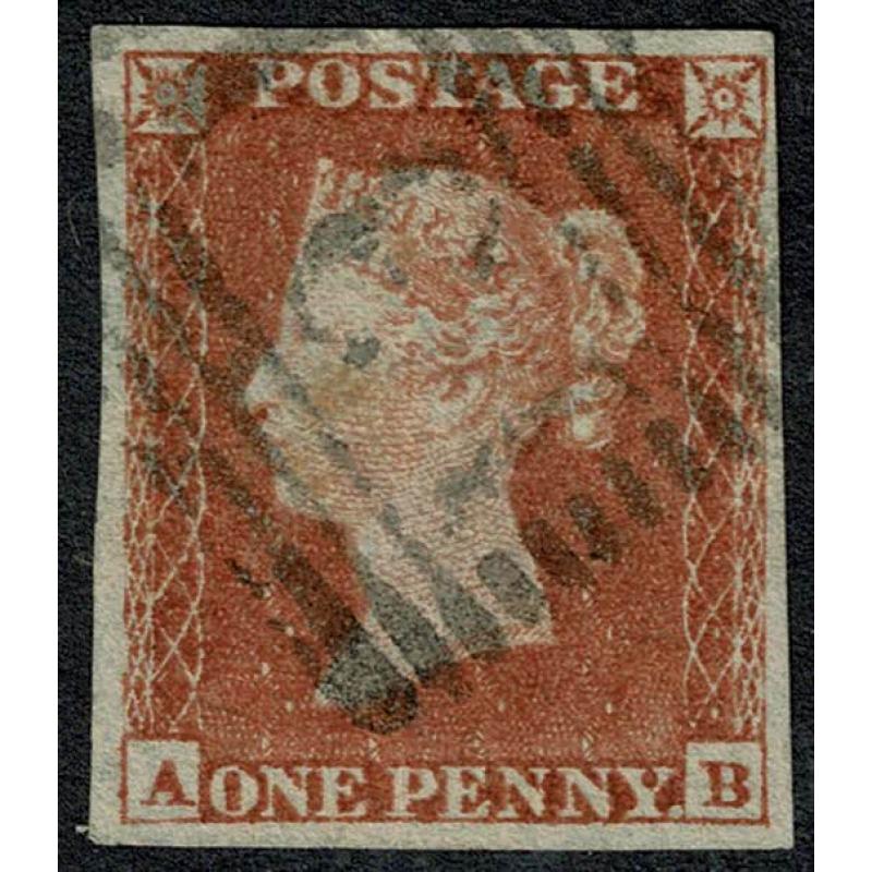 1d red "AB" Plate 162. Fine used.