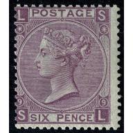 SG 109. 6d mauve "SL" plate 9. Unmounted mint.