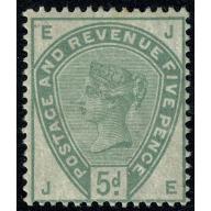 SG 193. 5d green "JE". Unmounted mint.