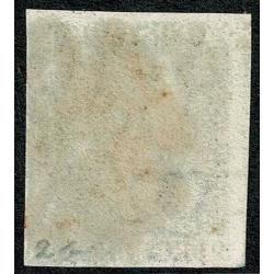 1d intense Black. Plate 2 "GE". Four close to extra large margins cancelled by neat red Maltese Cross