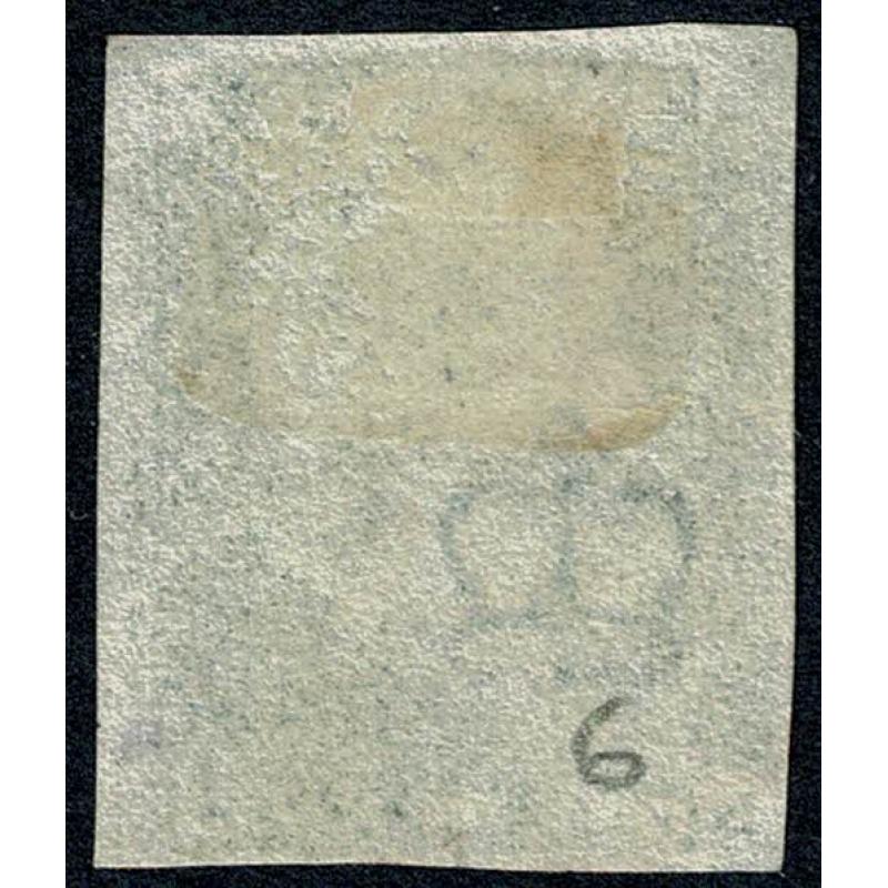 1d grey black "NE" Plate 6. 4 margins. Cancelled by red Maltese Cross.