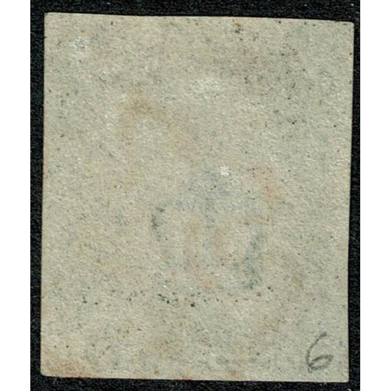 1d intense Black. Plate 6 "GD". Four even margins cancelled by red Maltese Cross