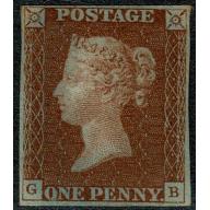 1841 1d Red from "Black" plates. "GB" Plate 8. MINT with Brandon Certificate.