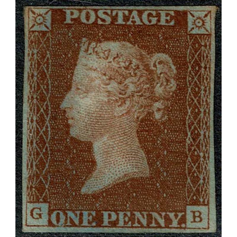 1841 1d Red from "Black" plates. "GB" Plate 8. MINT with Brandon Certificate.