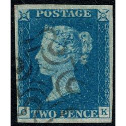 2d pale blue SG 6 Plate 1 "OK". Fine used with light black Maltese Cross.